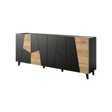 ETNA chest of drawers 200x42x82 black matt + oak craft