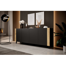 FARO chest of drawers 200x42x82 matte black + oak craft