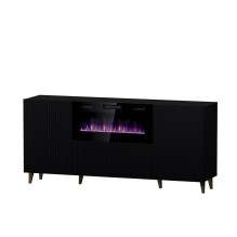 PAFOS chest of drawers with electric fireplace 180x42x82 cm matte black