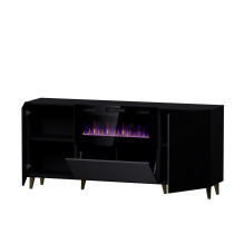 PAFOS chest of drawers with electric fireplace 180x42x82 cm matte black