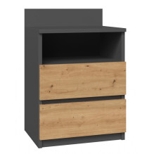 Topeshop M1 ANTRACYT / ARTISAN nightstand / bedside table 2 drawer(s) Oak