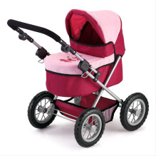 Lėlių vežimėlis BAYER Design Trendy 13014AA giliai rožinė, bordo