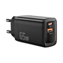Wall Charger USB-C+USB-A 65W Essager GaN (black)