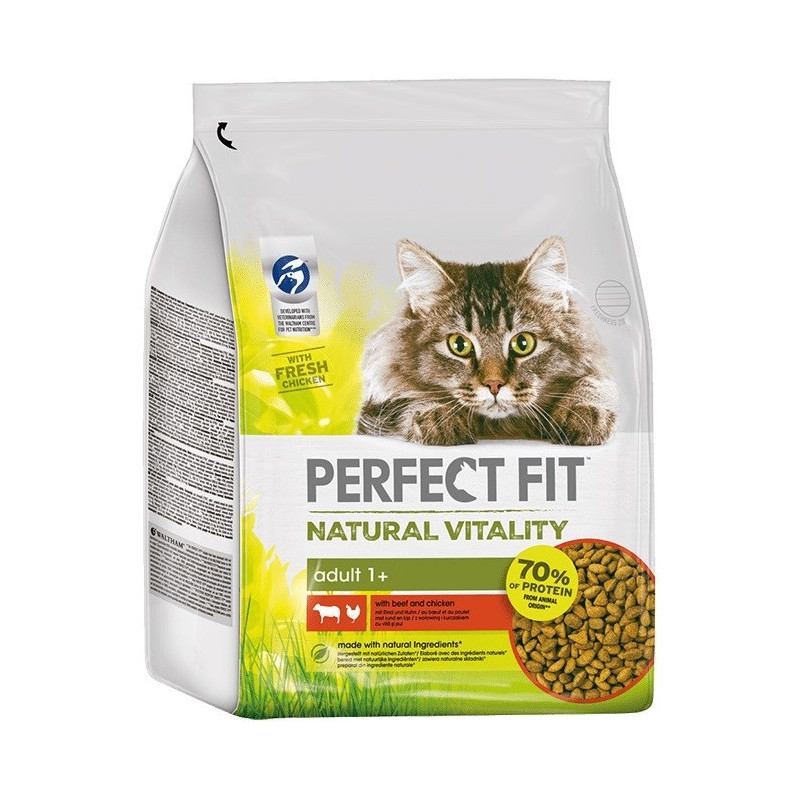 PERFECT FIT Natural Vitality Beef and chicken - dry cat food - 2,4kg