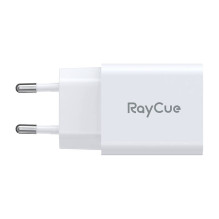 RayCue USB-C + USB-A PD 20W EU maitinimo įkroviklis (baltas)