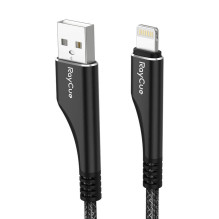 RayCue CA01 USB-A su žaibo kabeliu 1,2 m 2,4 A (juodas)