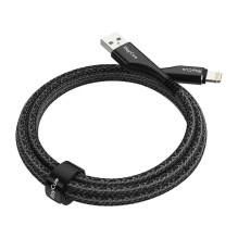 RayCue CA01 USB-A su žaibo kabeliu 1,2 m 2,4 A (juodas)