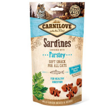 CARNILOVE pusiau drėgnas užkandis sardinės ir petražolės - skanėstas katėms su sardinėmis ir petražolėmis - 50 g