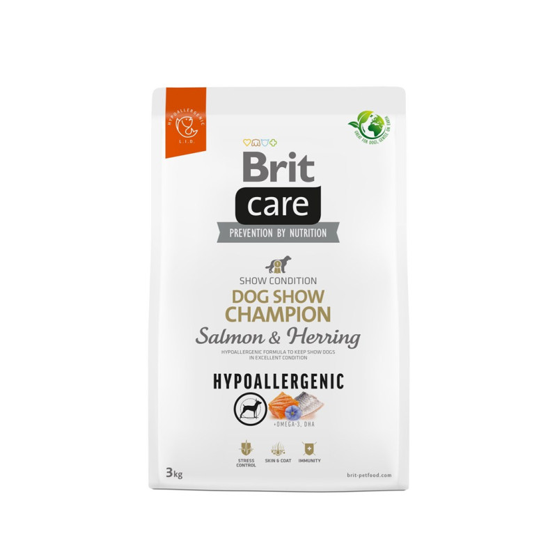 BRIT Care Hypoallergenic suaugusiųjų šunų parodos čempionė lašiša ir silkė - sausas šunų maistas - 3 kg