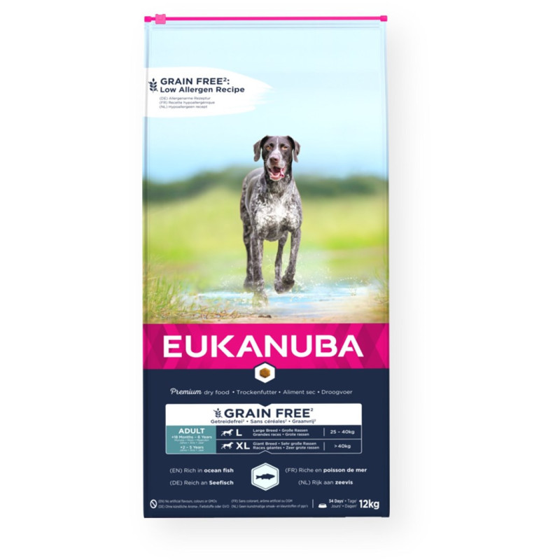 EUKANUBA Grain Free Large Breed - sausas šunų maistas - 12 kg