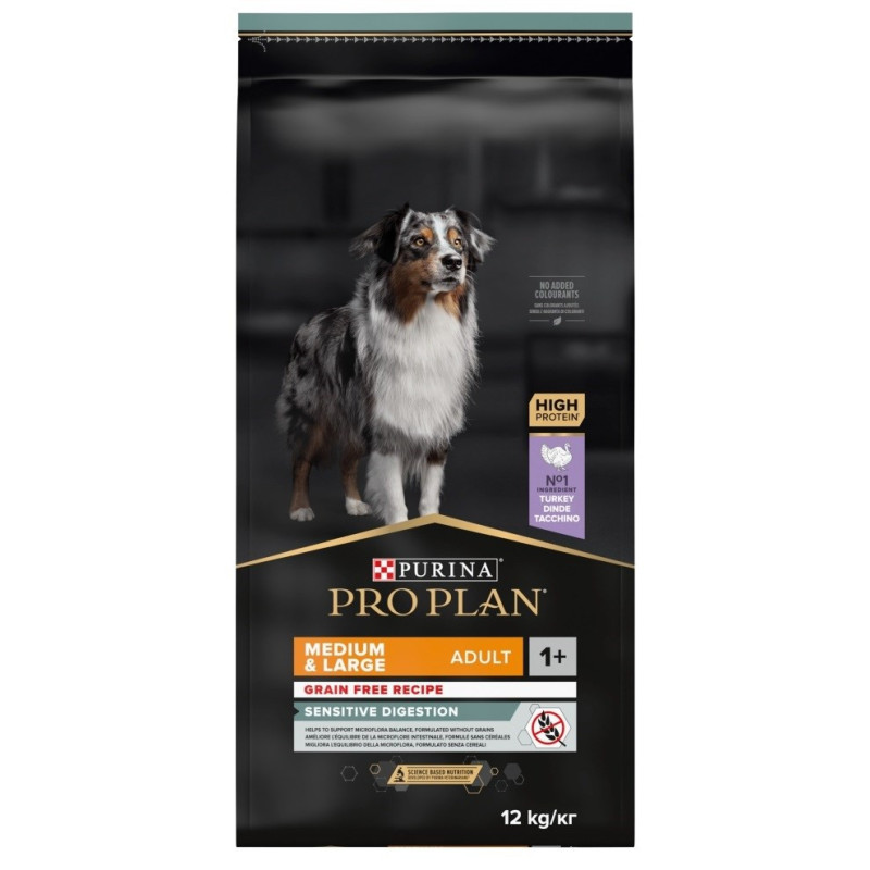 PURINA Pro Plan Medium&amp;Large Adult Sensitive Digestion Turkija – sausas šunų maistas – 12 kg