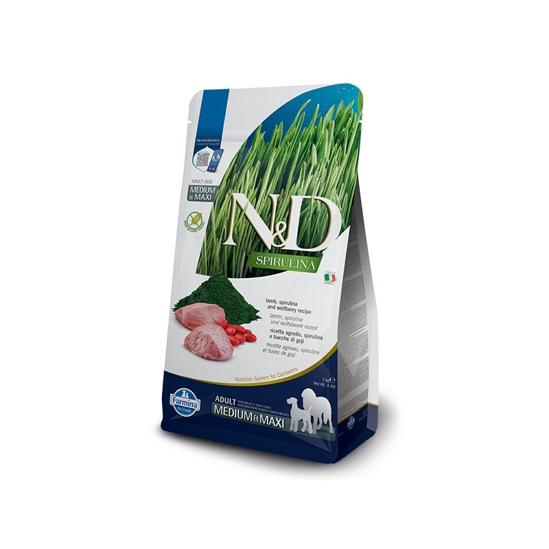 FARMINA N&amp;D Spirulina Lamb Adult MED / MAXI - sausas šunų maistas - 7 kg