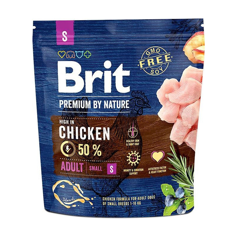 BRIT Premium by Nature Adult S Chicken - sausas šunų maistas - 1 kg