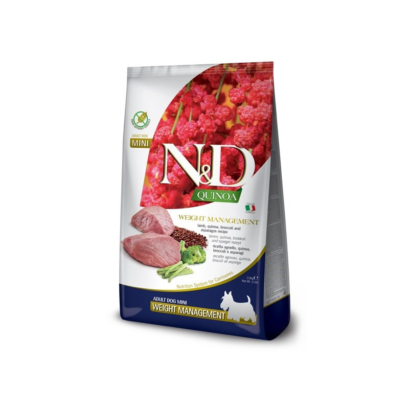 FARMINA N&amp;D Quinoa Dog Weight Management Lamb Adult Mini - sausas šunų maistas - 2,5 kg