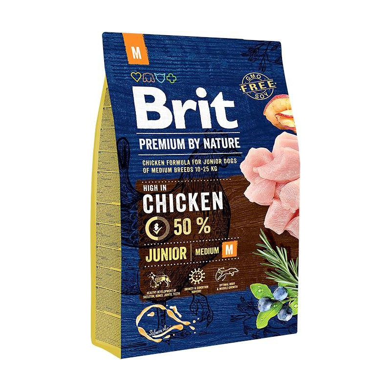 BRIT Premium by Nature Junior M Chicken - sausas šunų maistas - 3 kg