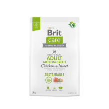 BRIT Care Dog Sustainable Adult Medium Breed Chicken &amp; Insect - dry dog food - 3 kg