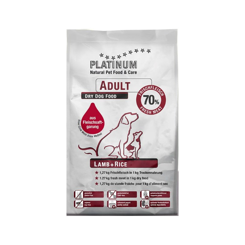 PLATINUM Adult Lamb + Rice - sausas šunų maistas - 5 kg