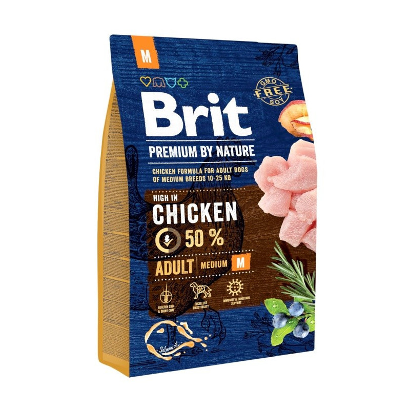 BRIT Premium by Nature Adult M Chicken - sausas šunų maistas - 3 kg