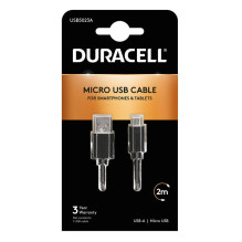 Laidas iš USB į Micro USB Duracell 2m (juodas)