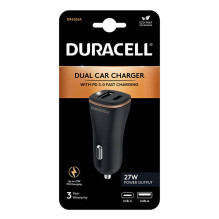 Automobilinis įkroviklis USB, USB-C 27W Duracell (juodas)