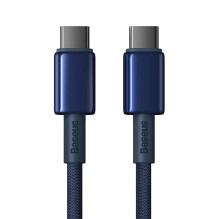 USB-C kabelis su USB-C Baseus Tungsten Gold, 100W, 2m (niebieski)