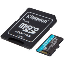 Kingston 512GB microSDXC Canvas Go Plus 170R A2 U3 V30 kortelė + ADP, EAN: 740617301328