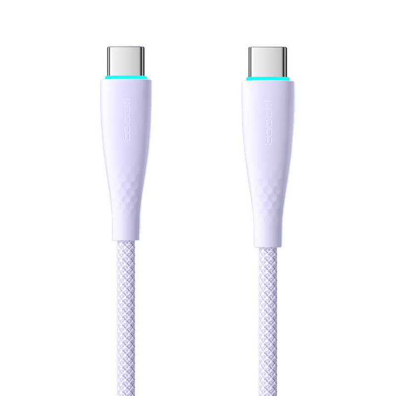 Laidas USB-C į USB-C Toocki TXCTT1- BMH01-P, 1m, PD, FC 100W (violetinė)