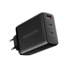 AXAGON ACU-DPQ100 GaN sieninis įkroviklis, 3x prievadas (USB + du USB-C), PD3.0/ QC4+/ PPS/ Apple, 100 W, juoda