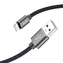 USB-A ir Lightning kabelis Budi 206L/ 2M 2.4A 2M (juodas)