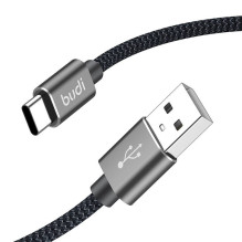 USB-A į USB-C laidas Budi 206T/ 2M 2,4A 2M (juodas)