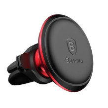 Universal car phone holder Baseus (Overseas Edition) for using on ventilation grille, magnetic fixing, red