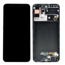 LCD screen Samsung A307F A30s with touch screen and frame black original (service pack)