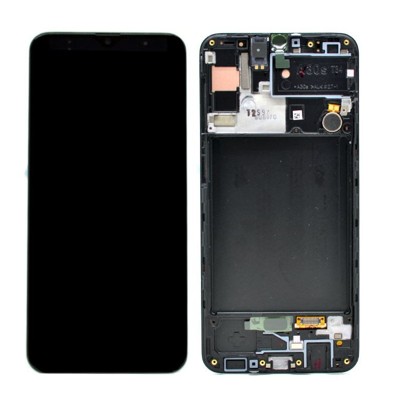 LCD screen Samsung A307F A30s with touch screen and frame black original (service pack)