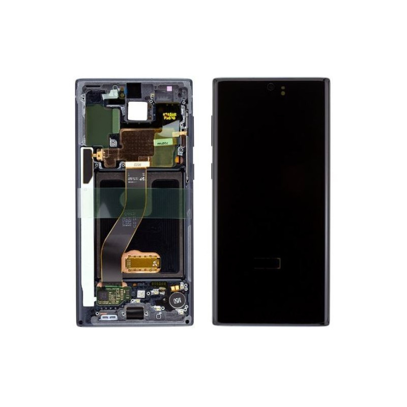 Ekranas Samsung N970F Note 10 su lietimui jautriu stikliuku ir rėmeliu Black originalus (used Grade B)