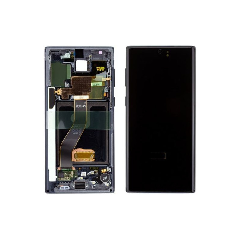 Ekranas Samsung N970F Note 10 su lietimui jautriu stikliuku ir rėmeliu Black originalus (used Grade C)