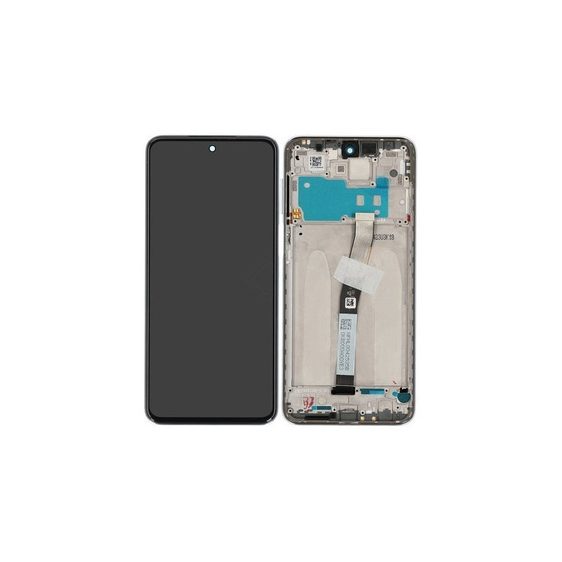 Ekranas Xiaomi Redmi Note 9 Pro / Note 9S su lietimui jautriu stikliuku ir rėmeliu White originalus (service pack)