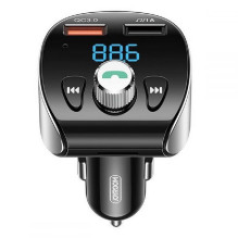 Car charger + FM transmiter JOYROOM (2xUSB,bluetooth,microSD,3A,18W) black