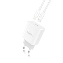 Įkroviklis Dudao (A8EU) + &quot;USB-C (Type-C) to Lightning Cable&quot; (1xUSB-C 18W) baltas