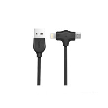 USB cable HOCO X10 starfish &quot;lightning+micro&quot; Fast Charging cable 1m black