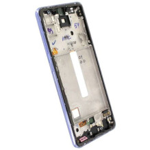 Ekranas Samsung A525 / A526 A52 4G / 5G 2021 su lietimui jautriu stikliuku ir rėmeliu Awesome Violet OLED (real size)