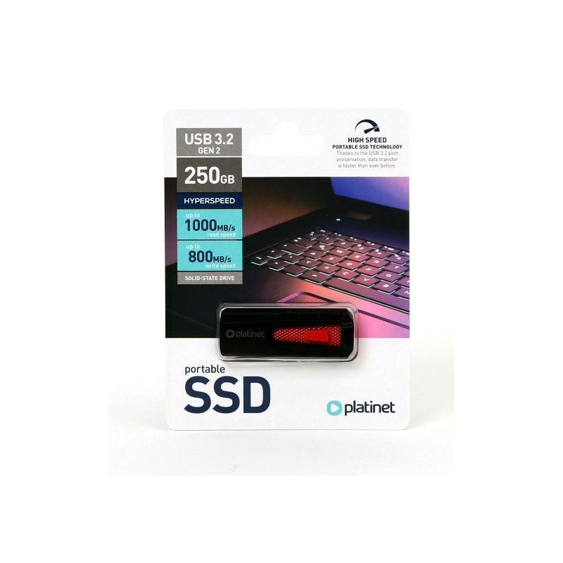 USB memory drive SSD Platinet USB 250GB (USB 3.2 R / W 1000 / 800 MB / s)