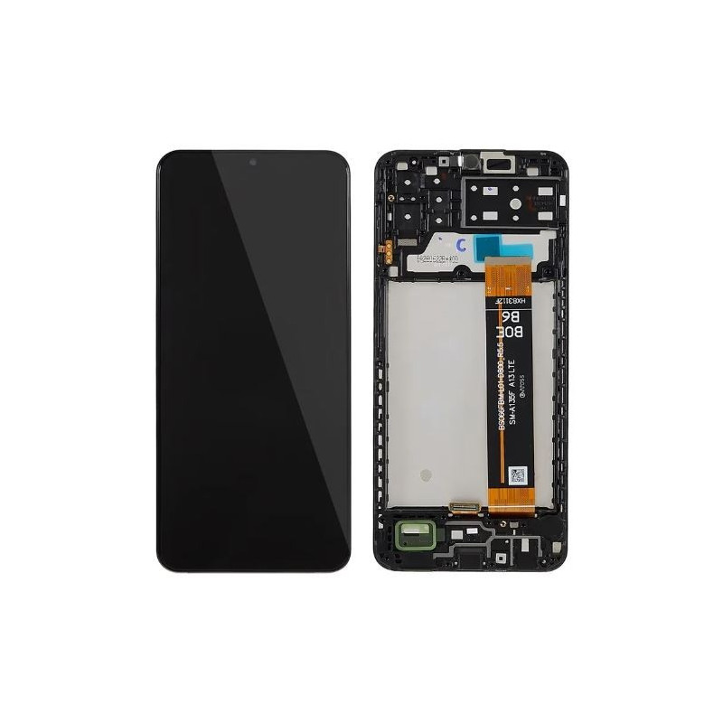Ekranas Samsung A135 A13 4G 2022 su lietimui jautriu stikliuku ir rėmeliu Black originalus