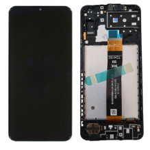 Ekranas Samsung A136 A13 5G su lietimui jautriu stikliuku ir rėmeliu Black originalus (used Grade B)