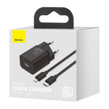 Charger Baseus (TZCCSUP-B01) + &quot;USB-C (Type-C) to Lightning Cable&quot; (1xUSB-C 20W) black