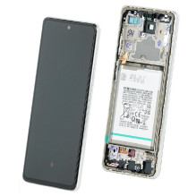 Ekranas Samsung A725 / A726 A72 4G / 5G 2021 su lietimui jautriu stikliuku ir rėmeliu ir baterija Awesome White original