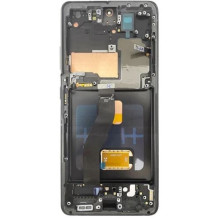 Ekranas Samsung G998 S21 Ultra su lietimui jautriu stikliuku ir rėmeliu Phantom Black OLED (real size)