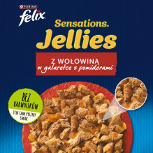 Felix sensations Duo su jautiena ir pomidorais želė - šlapias maistas katėms - 85g