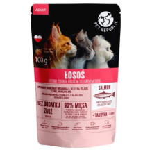 PET RESPUBLIKA Suaugusiųjų lašiša smulkiai pjaustyta - šlapias kačių maistas- 100 g