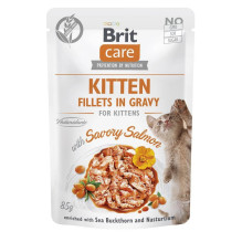 BRIT Care Cat Kitten Savory Salmon Pouch - šlapias kačių maistas - 85 g