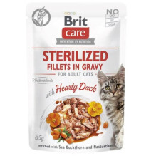 BRIT Care Cat Sterilized Hearty Duck Pouch - šlapias kačių maistas - 85 g